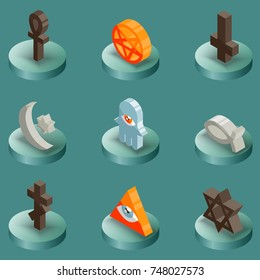 Religions color isometric icons
