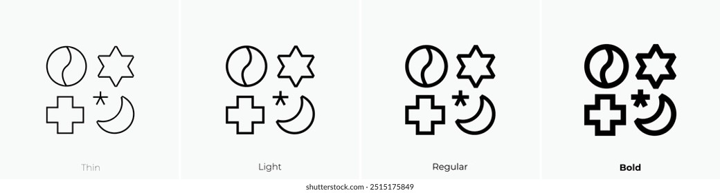 religions icon. Thin, Light Regular And Bold style design isolated on white background