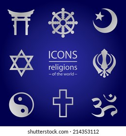 religions of the world.  Vector icons set