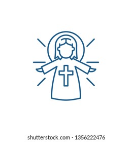 Religious angel line icon concept. Religious angel flat  vector symbol, sign, outline illustration.