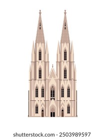 Religious architecture. Cologne Cathedral (Germany) on white background. Vector illustration