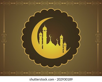 Religious artistic brown color background design for Eid and Ramadan. vector illustration