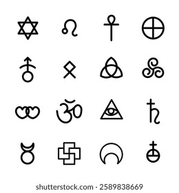 Religious, astrological and esoteric icons set. Esoteric symbols collection