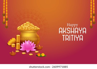 Religious background for Akshaya Tritiya Hindu spring festival of India .Vector illustration