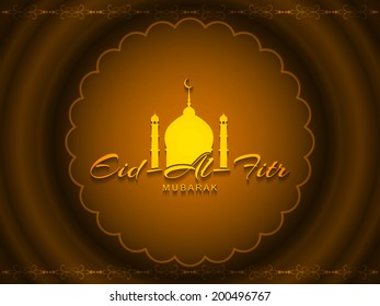 religious background with beautiful text design of Eid Al Fitr Mubarak. vector illustration 