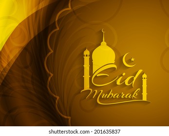 religious background with beautiful text design of Eid Mubarak. vector illustration