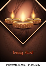 religious background design for diwali festival with beautiful lamps.