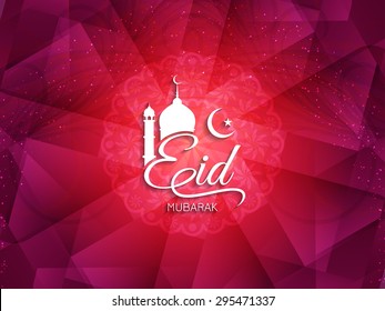 Religious beautiful background with elegant text design of Eid Mubarak.