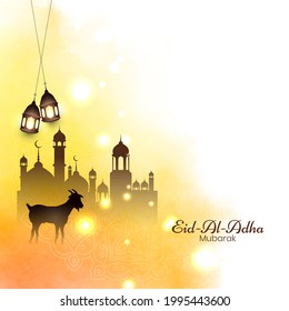Religious beautiful Eid Al Adha mubarak Islamic culture background vector