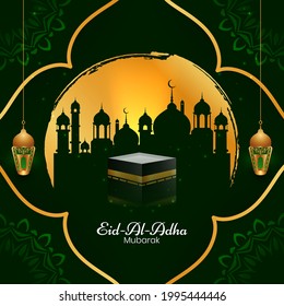 Religious beautiful Eid Al Adha mubarak Islamic culture background vector