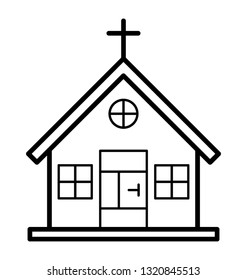 Religious building of church line vector 