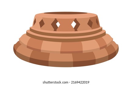 Religious candle holder semi flat color vector object. Fencing of heritage structure. Full sized item on white. Stand for statue. Simple cartoon style illustration for web graphic design and animation
