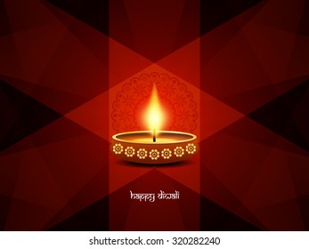 Religious card design for Diwali festival with beautiful lamps