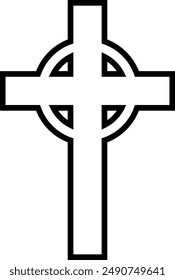 Religious Celtic Cross flat black vector icon.