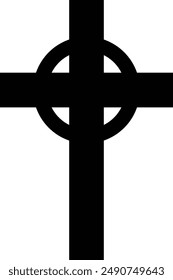 Religious Celtic Cross flat black vector icon.