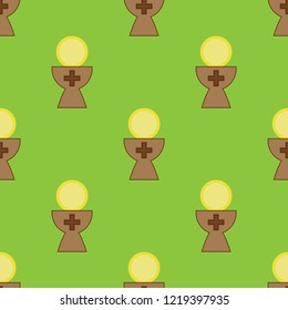 Religious Chalice Seamless Background Illustration - Illustration With Green Background