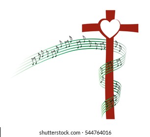 Religious church music hymn book graphic design, watercolor style abstract artistic choir illustration for spiritual concert or songs.