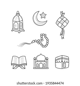 Religious collection Ramadan kareem. Accessory for happy day Ramadan kareem with hand drawn, doodle style