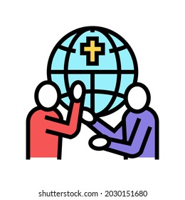 religious conflicts social problem color icon vector. religious conflicts social problem sign. isolated symbol illustration