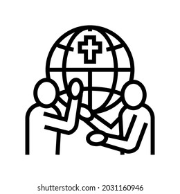 religious conflicts social problem line icon vector. religious conflicts social problem sign. isolated contour symbol black illustration