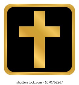 Religious cross button on white background. Vector illustration.