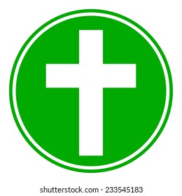 Religious cross button on white background. Vector illustration.