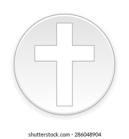 Religious cross button on white background. Vector illustration.