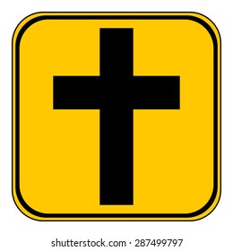 Religious cross button on white background. Vector illustration.