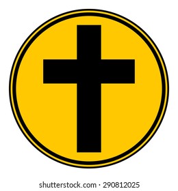 Religious cross button on white background. Vector illustration.