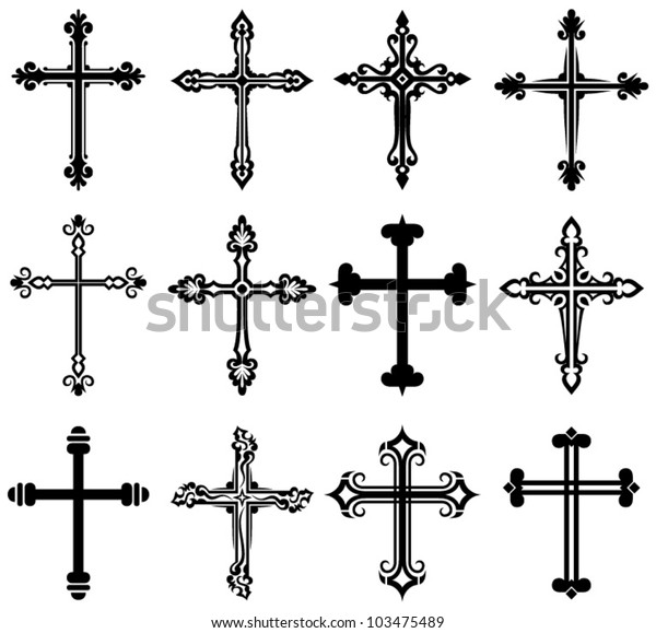 Religious Cross Design Collection Stock Vector (Royalty Free) 103475489