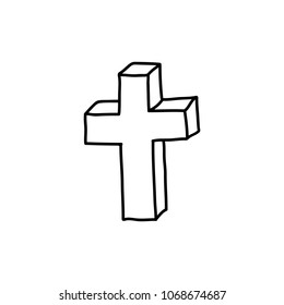 religious cross doodle icon