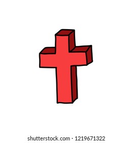 religious cross doodle icon