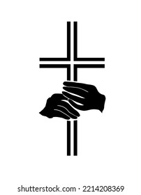 religious cross in hand. Vector illustration