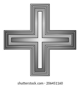 Religious cross on white background. Vector illustration.