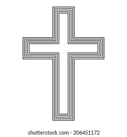 Religious cross on white background. Vector illustration.