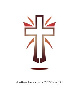 Religious cross on a white background. Christianity logo. . Vector illustration