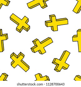 religious cross seamless doodle pattern