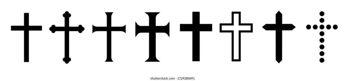 Religious cross set icon collection