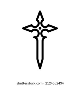 religious cross sign. Outline or linear icon.