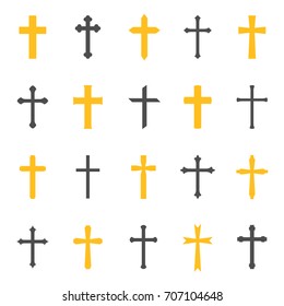 Religious cross symbol. Christianity decorative element for churches and cathedrals. Vector flat style cartoon illustration isolated on white background