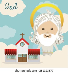Religious design over blue background, vector illustration