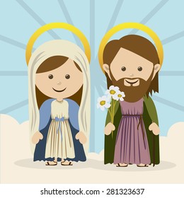 Religious design over blue background, vector illustration
