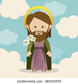 Religious design over blue background, vector illustration