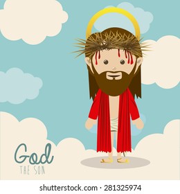 Religious design over blue background, vector illustration
