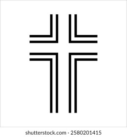 Religious design template, a symbol of faith. Black icon Christian cross. Vector illustration isolated on white background