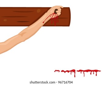 Religious Easter card with crucifixion on the Cross. Isolated over white background. Vector file saved as EPS AI8, all elements grouped, layered, no effects, easy print and edit.