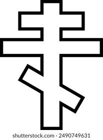 Religious Eastern Cross flat black vector icon.