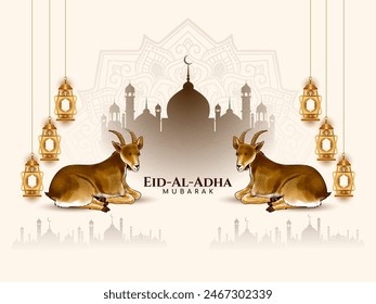 Religious Eid Al Adha mubarak Islamic festival celebration background vector