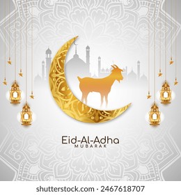 Religiöse Eid Al Adha Mubarak Islamisches Festival Kartendesign Vektorgrafik