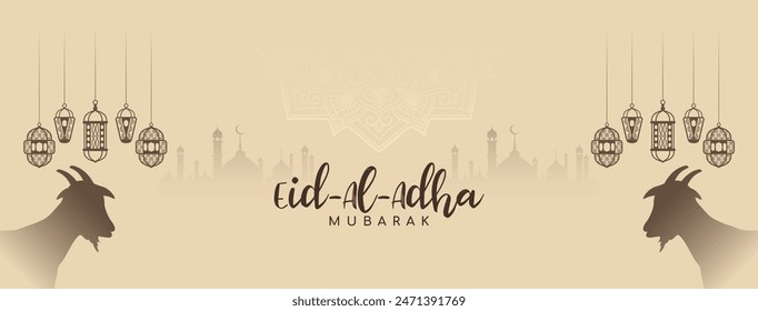 Religious Eid al adha mubarak traditional Islamic festival banner vector